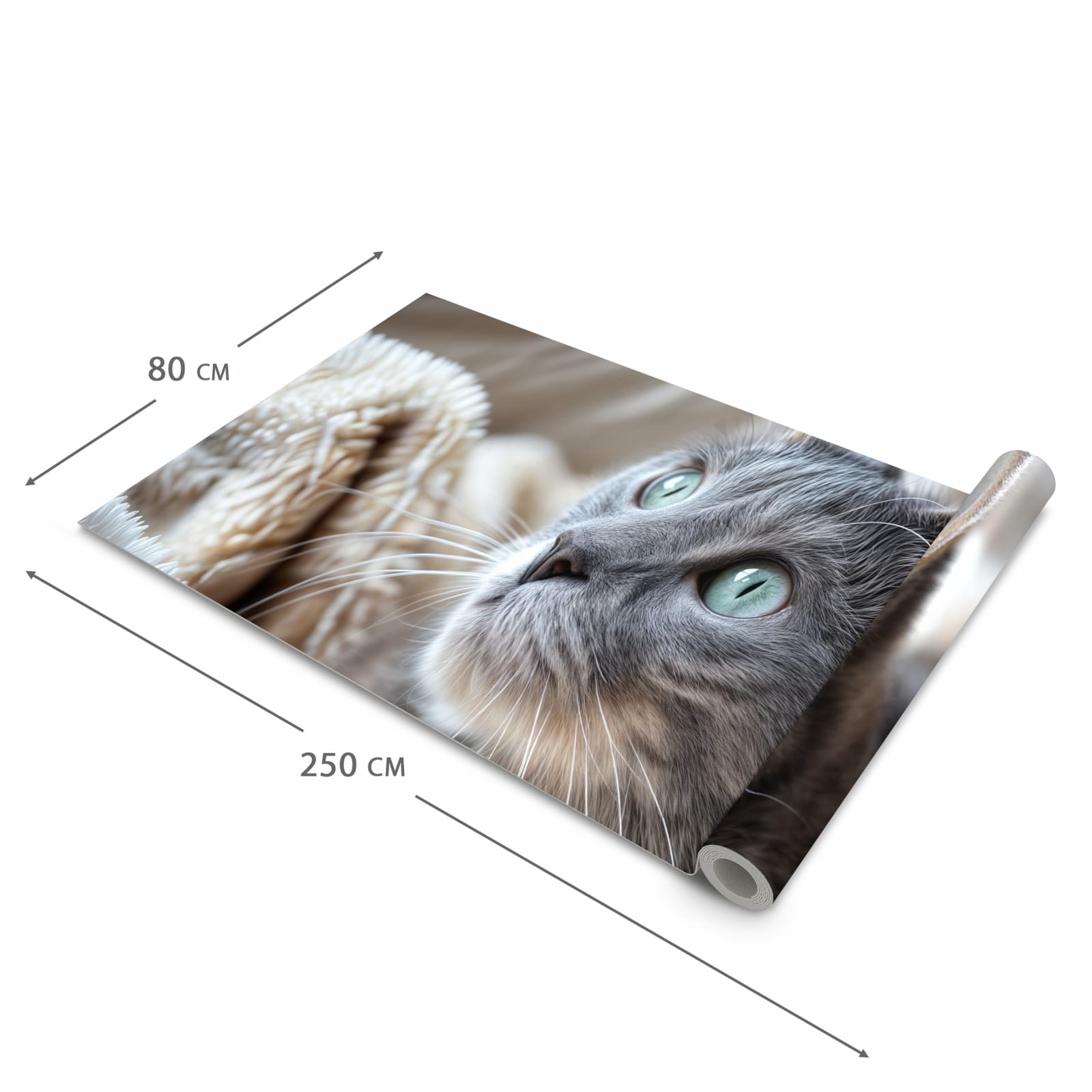 Organisierender Küchenläufer mit Motiv Kuschelige Katze in der Grösse 80x250 cm