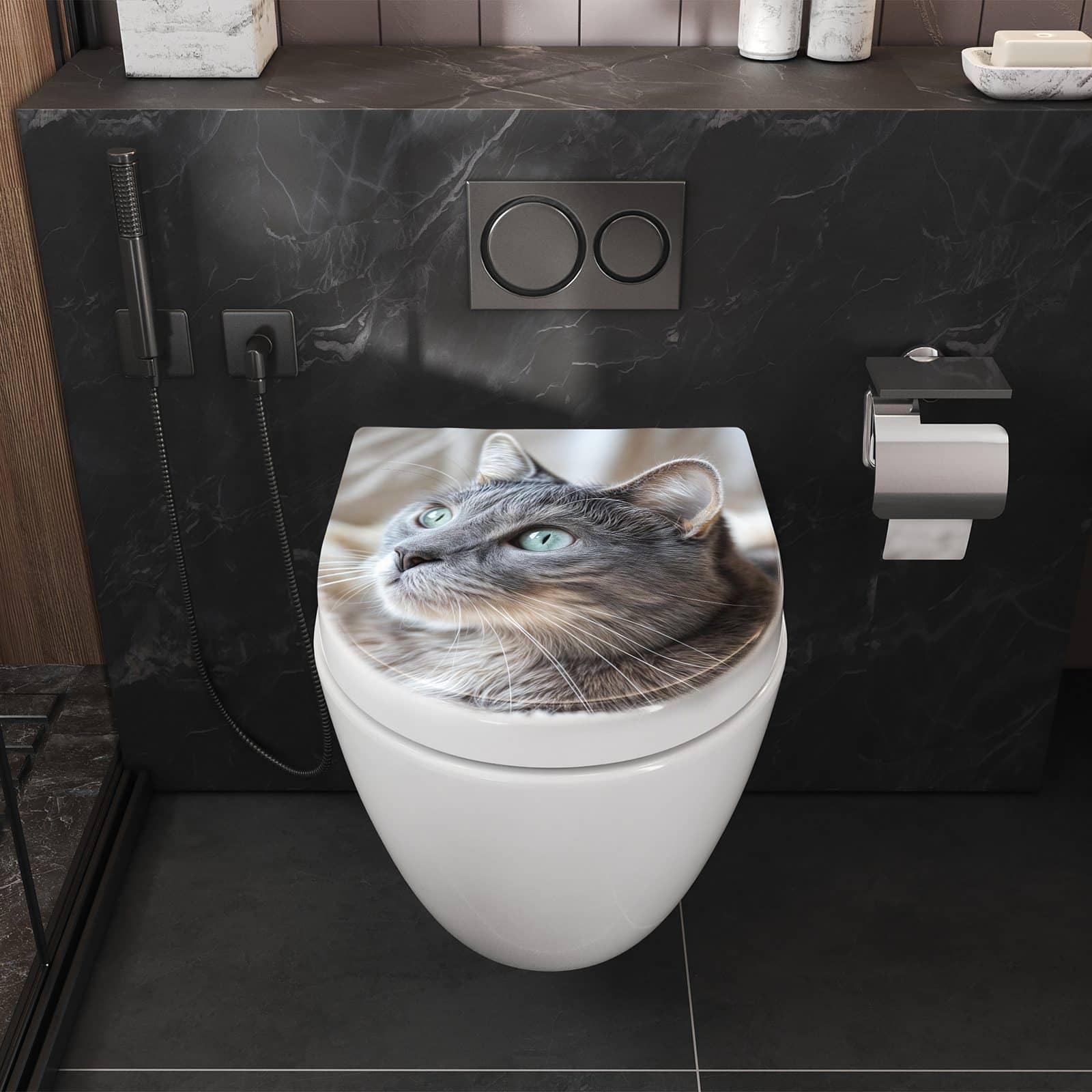 WC-Sitz mit Absenkautomatik Kuschelige Katze