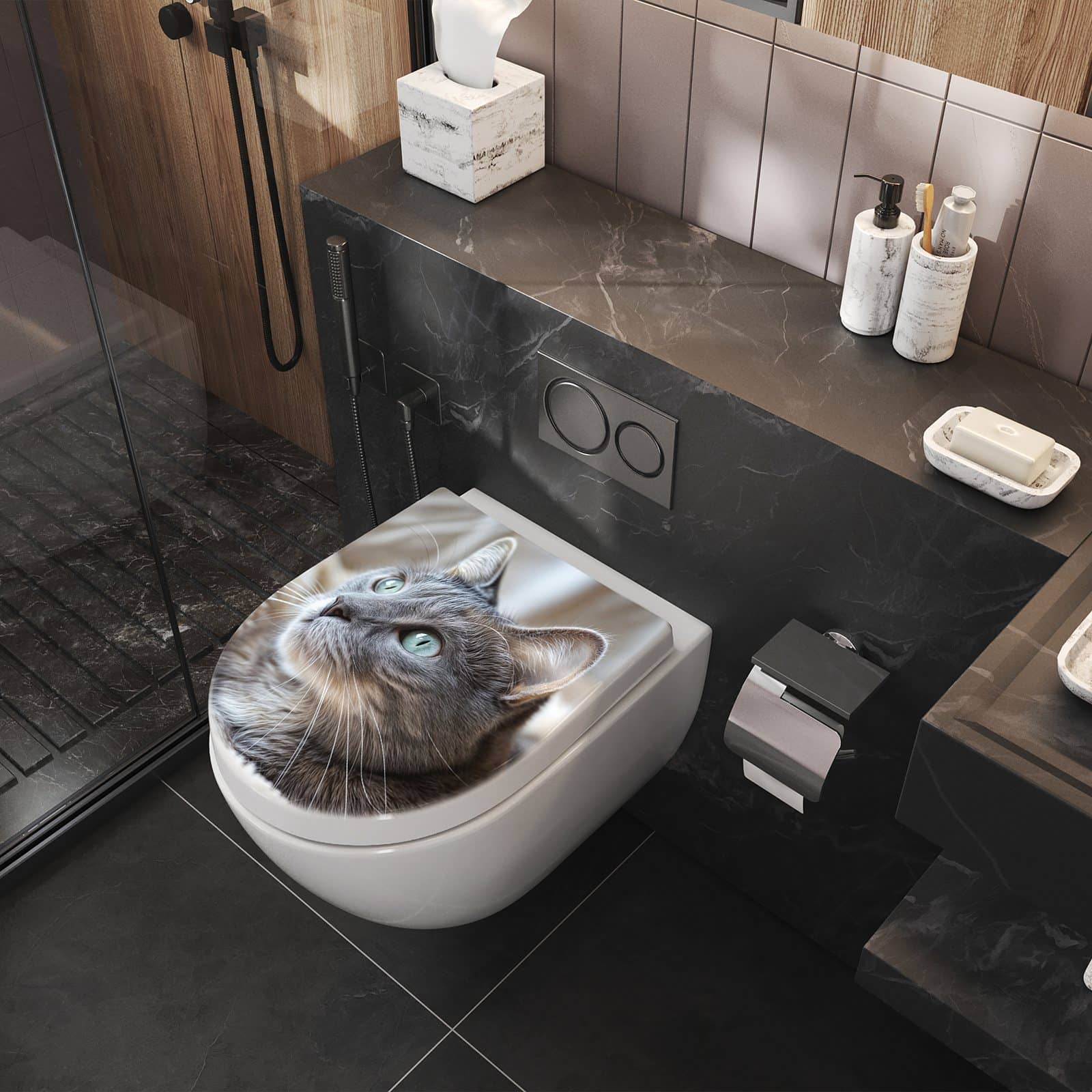 WC-Sitz mit Absenkautomatik Kuschelige Katze