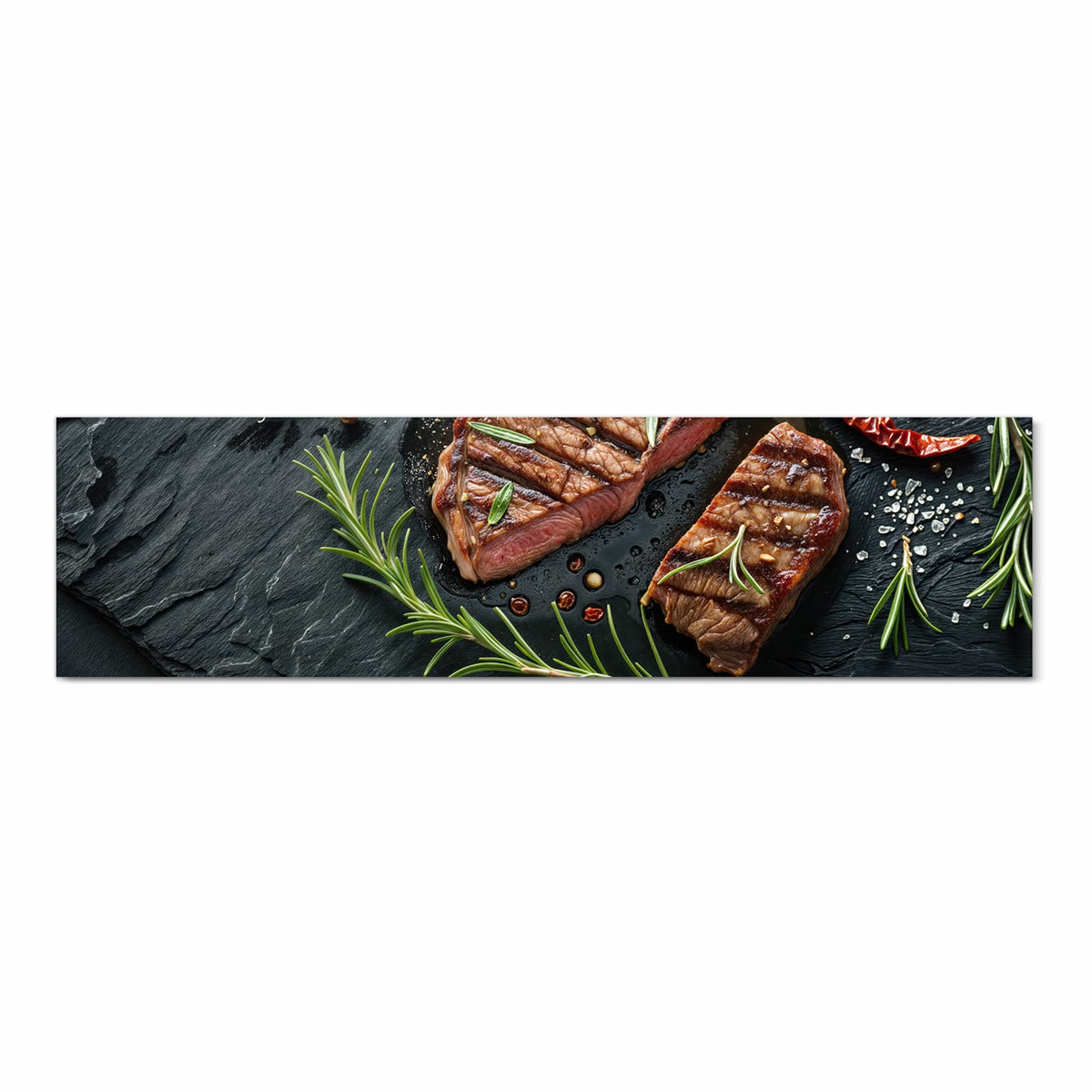 Läufer für Eingangsbereich mit Motiv Steak von Gegrilltes in Frontansicht - angenehme Haptik