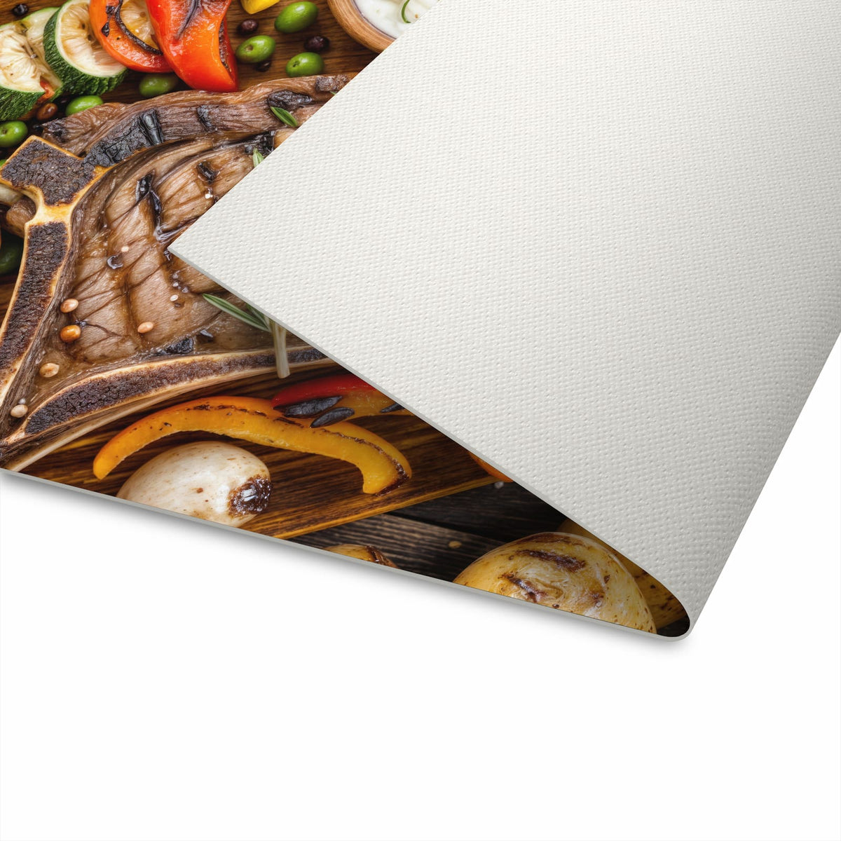 Rutschfester Küchenteppich mit Motiv Grillmahlzeit in der Unterseite