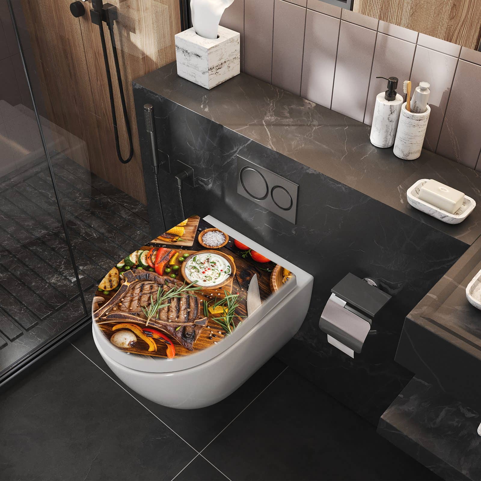 WC-Sitz mit Absenkautomatik Grillmahlzeit