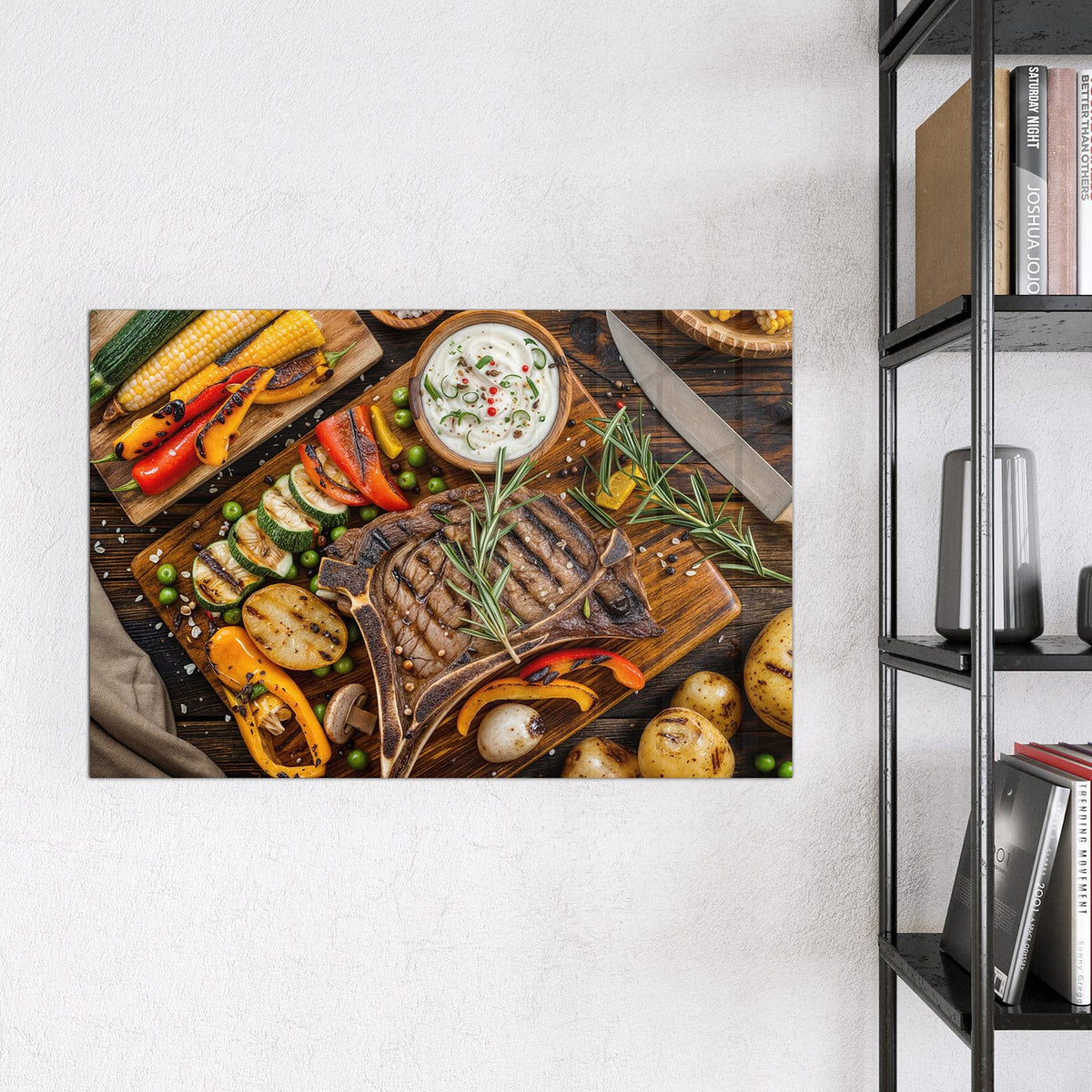 Magnettafel - Steak mit Grillgemüse – Gegrilltes Gemüse und Fleisch