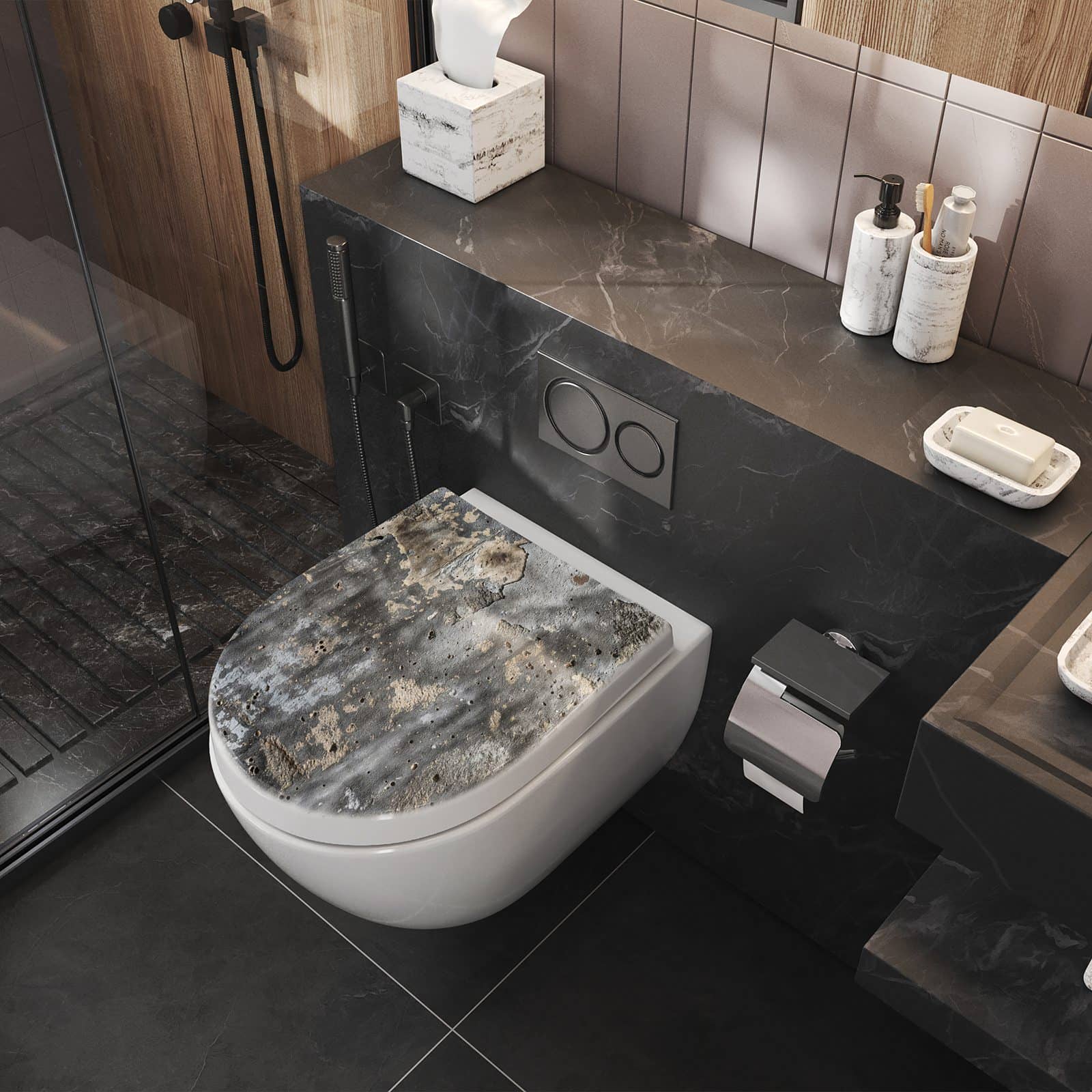 WC-Sitz mit Absenkautomatik Wand von Abstrakte