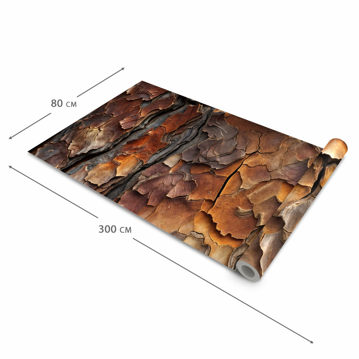 Pflegeleichter Küchenläufer nach Maß mit Motiv Baumrindenstruktur in der Größe 80x200 cm
