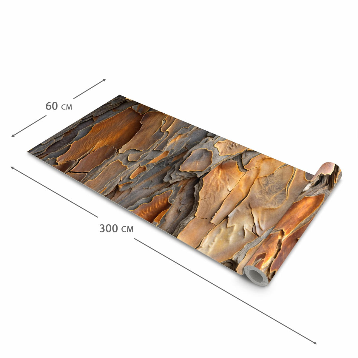 Bodenschonender waschbarer Küchenteppich mit Motiv Rinde Struktur Formen in der Grösse 80x200 cm