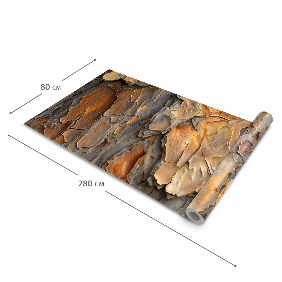 Zeitsparender waschbarer Küchenteppich mit Motiv Rinde Struktur Formen in der Grösse 80x200 cm