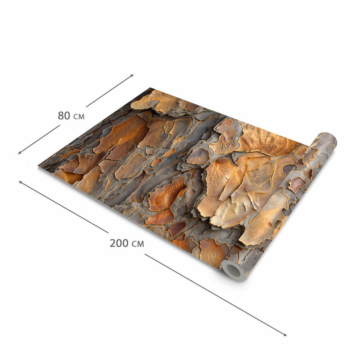 Formstabiler rutschfester Küchenteppich mit Motiv Rinde Struktur Formen in der Grösse 80x200 cm