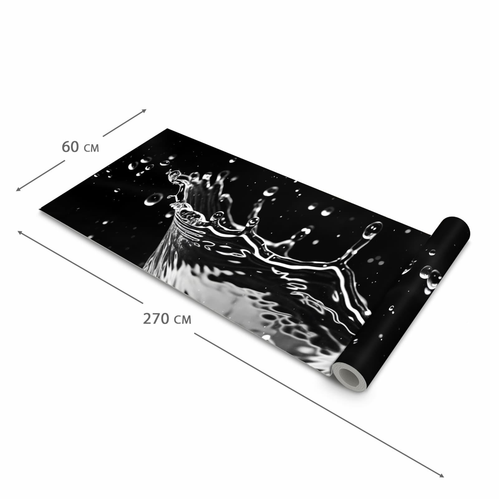 Flacher waschbarer Läufer Küche mit Motiv Sanfte Wasserspritzer in der Größe 60x90 cm