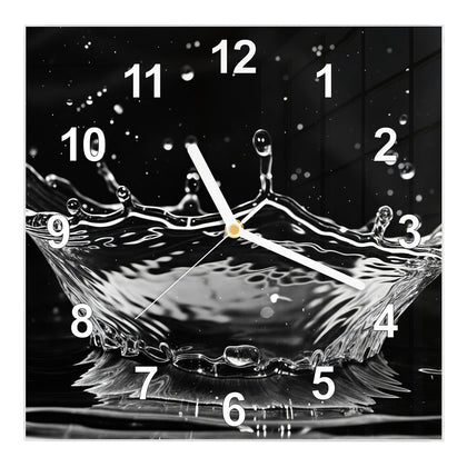 Wanduhr Quadratisch mit dem Motiv Wasserkrone