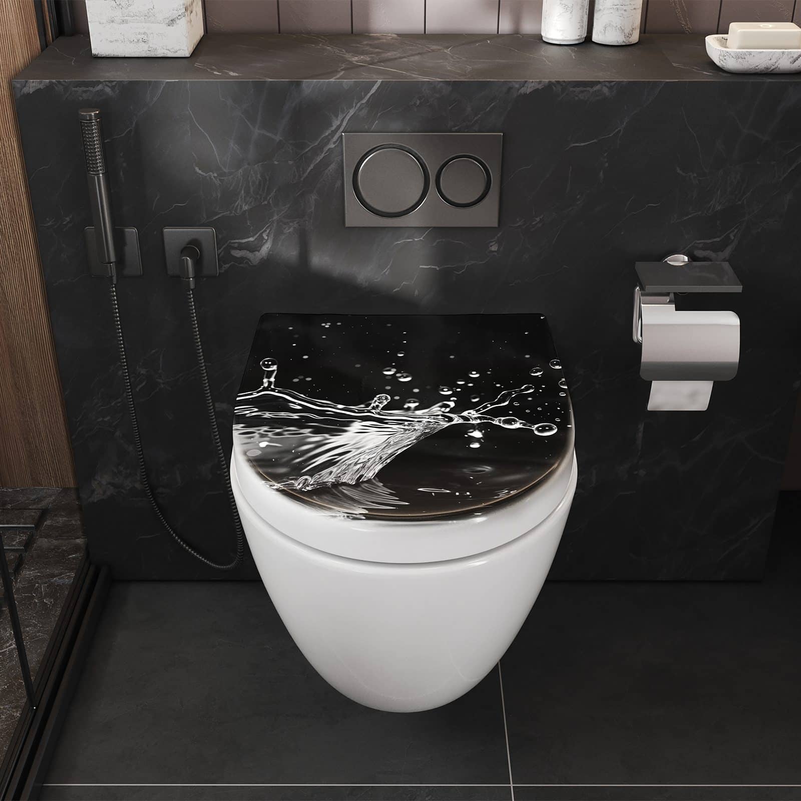 WC-Sitz mit Absenkautomatik Sanfte Wasserspritzer
