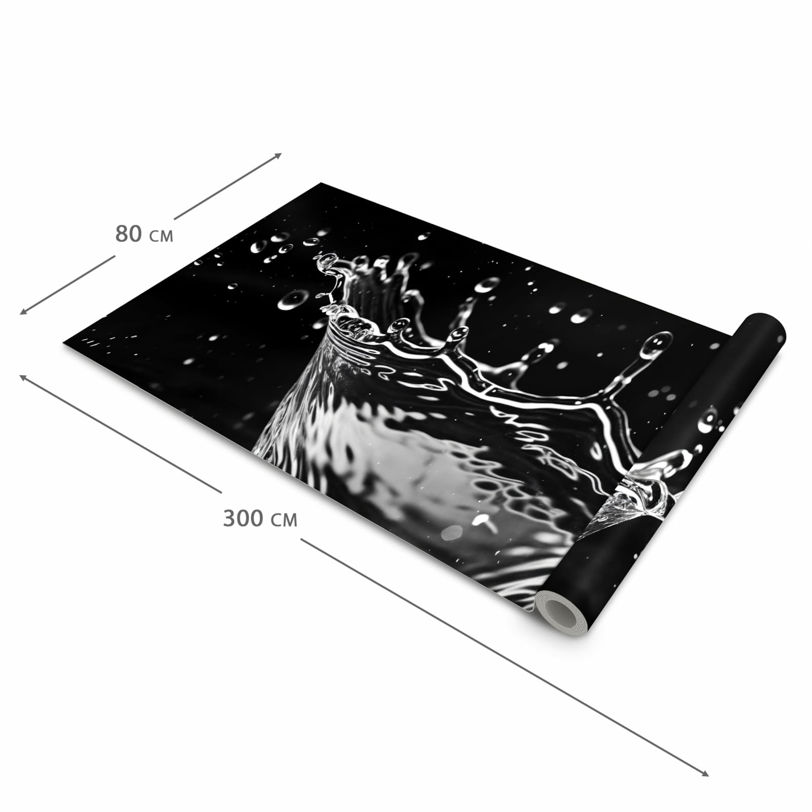 Hygienischer rutschfester Teppich mit Motiv Sanfte Wasserspritzer in der Grösse 60x90 cm