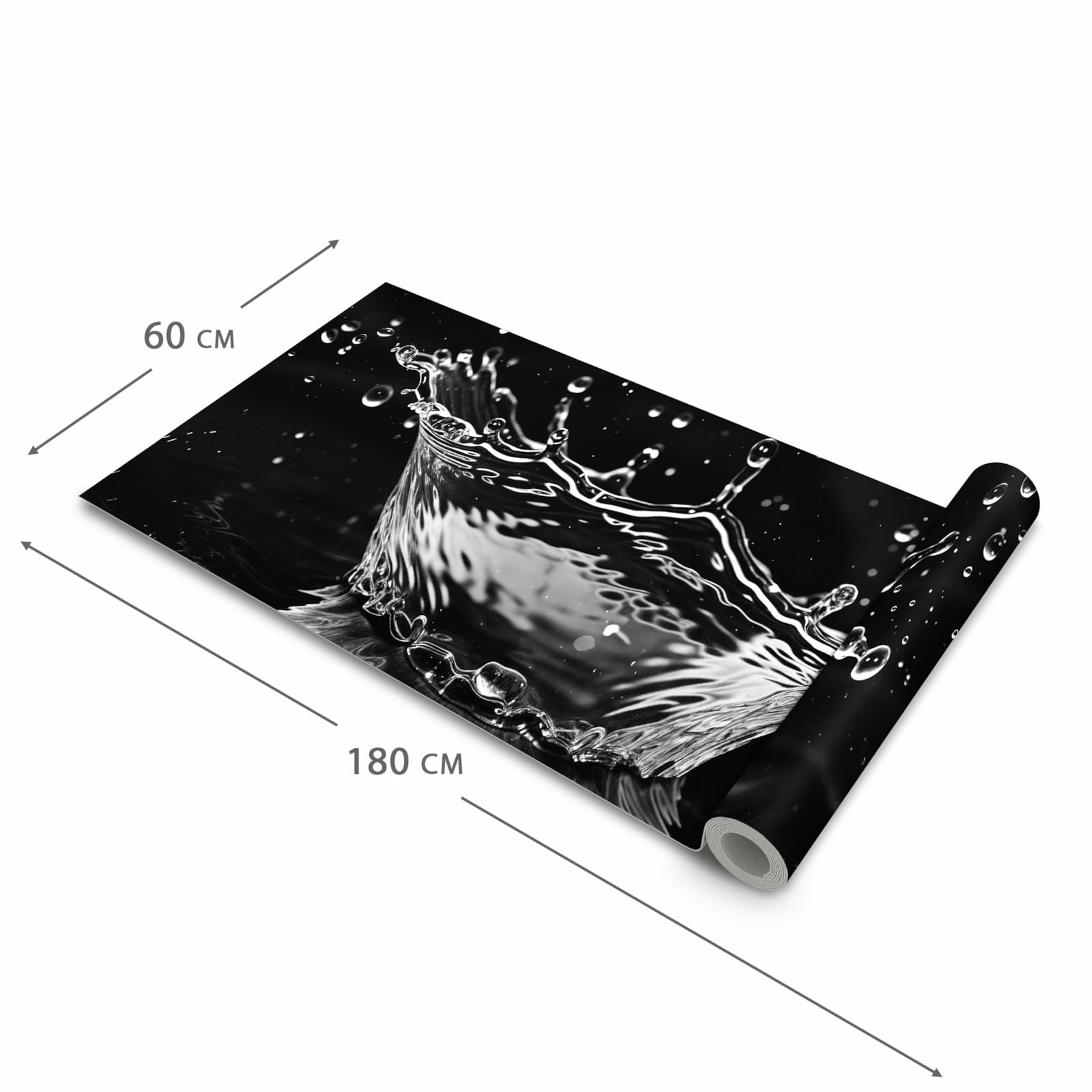 Geruchsneutraler Küchenläufer mit Motiv Sanfte Wasserspritzer in der Grösse 60x90 cm