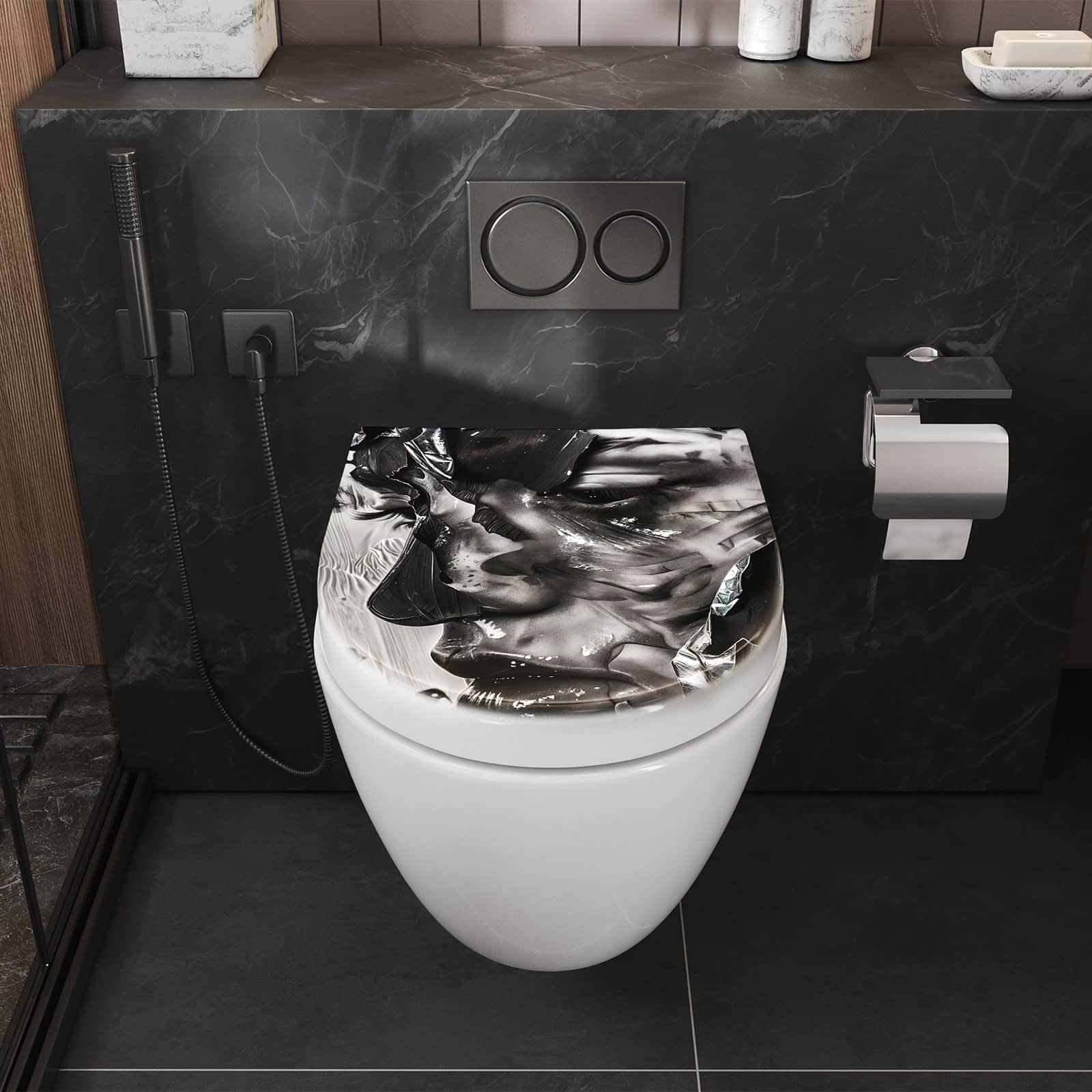 WC-Sitz mit Absenkautomatik Abstraktes Porträt