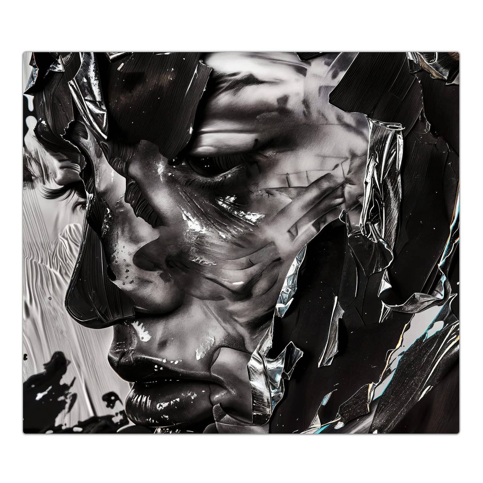 1-teilige Herdabdeckplatte mit Abstraktes Porträt-Motiv in der Frontansicht #grösse_1-Teilig (60x52cm)