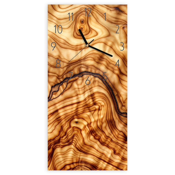 Wanduhr Rustikales Holz aus Glas – Hochformat 30 × 60 cm mit Ziffernblatt Elegant