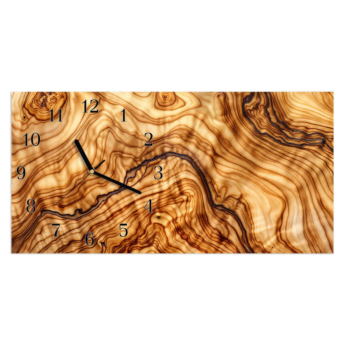 Wanduhr Rustikales Holz aus Glas – Querformat 60 × 30 cm mit Ziffernblatt Klassisch
