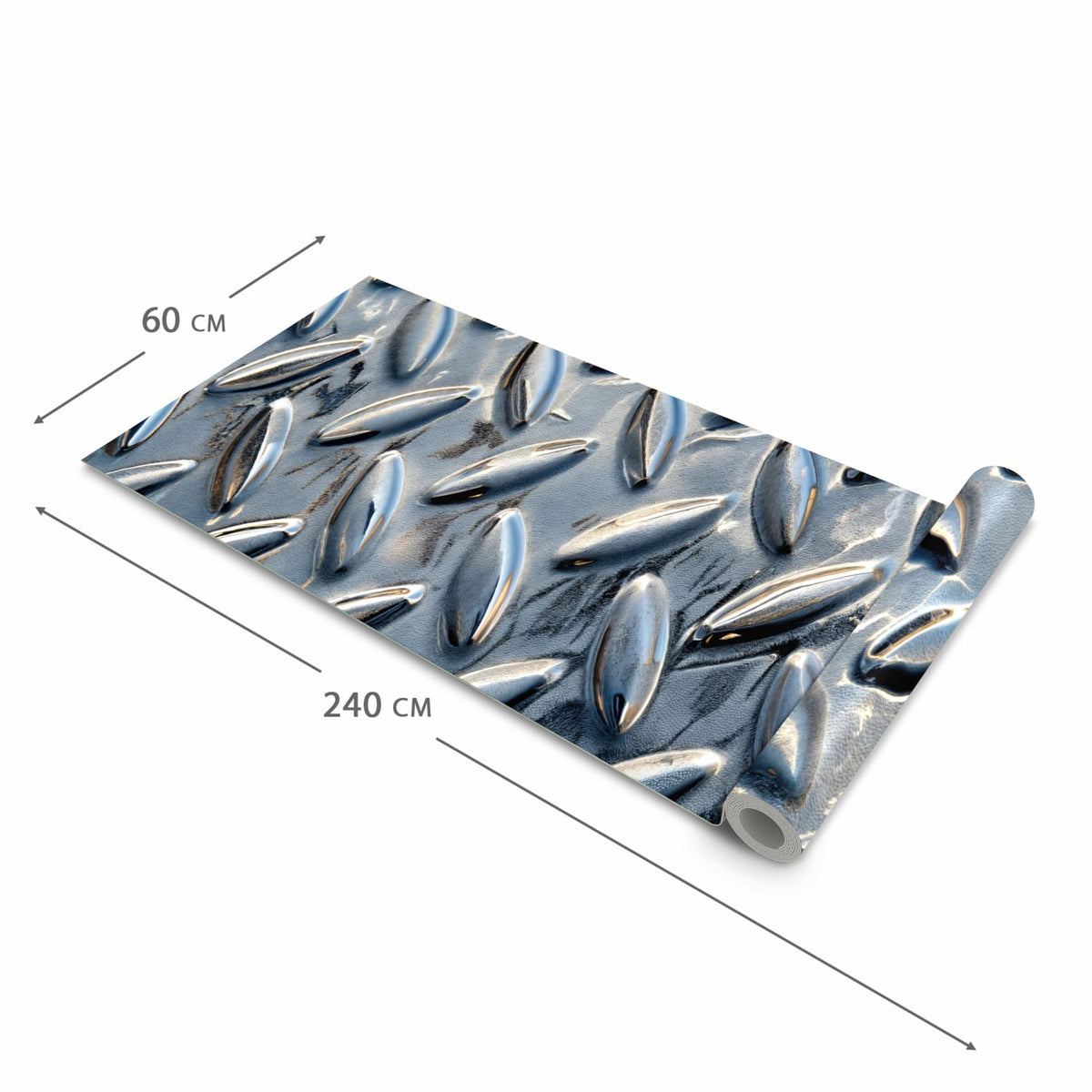 Formstabiler waschbarer Küchenteppich mit Motiv Riffelblechmuster in der Grösse 60x300 cm