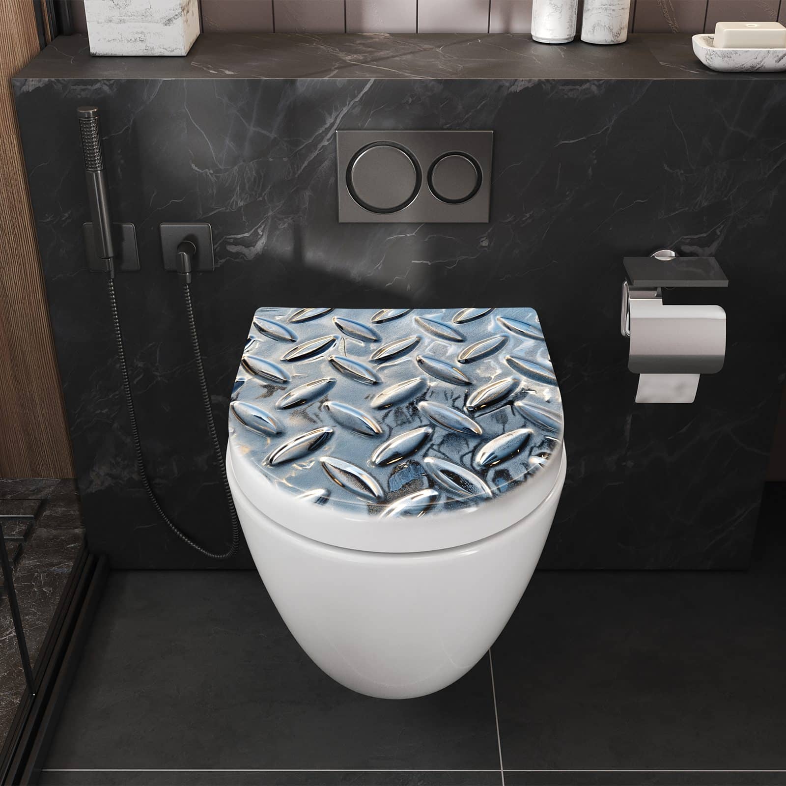 WC-Sitz mit Absenkautomatik Riffelblechmuster