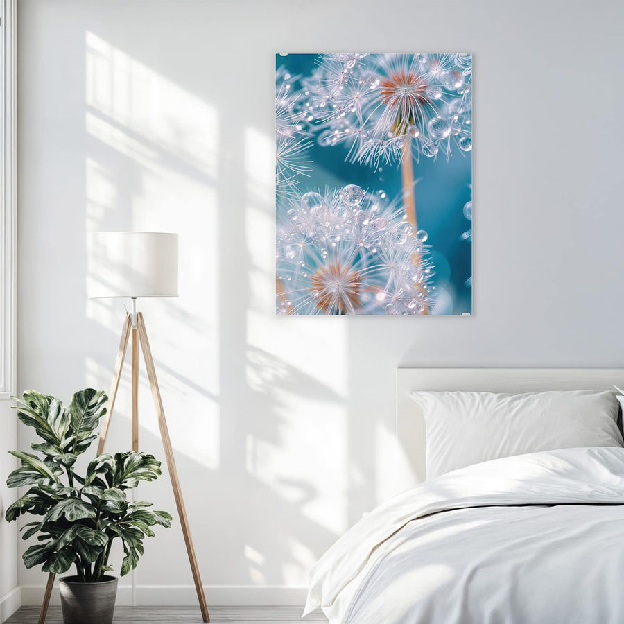 Maße Wandbild - Pusteblumen mit Tropfen - Hochformat