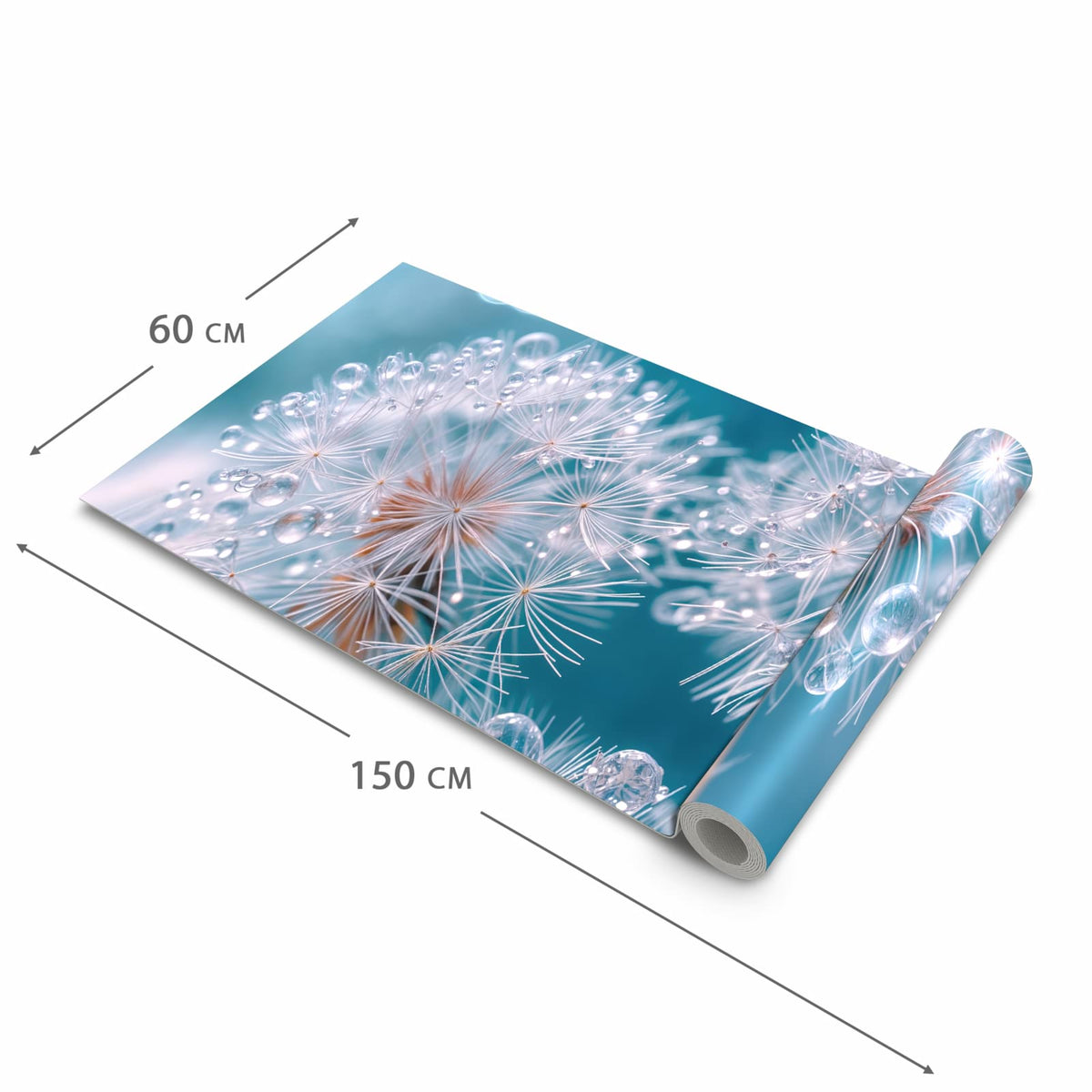Pflegeleichter Teppichläufer für die Küche mit Motiv Wassertropfen Pusteblume in der Grösse 60x270 cm