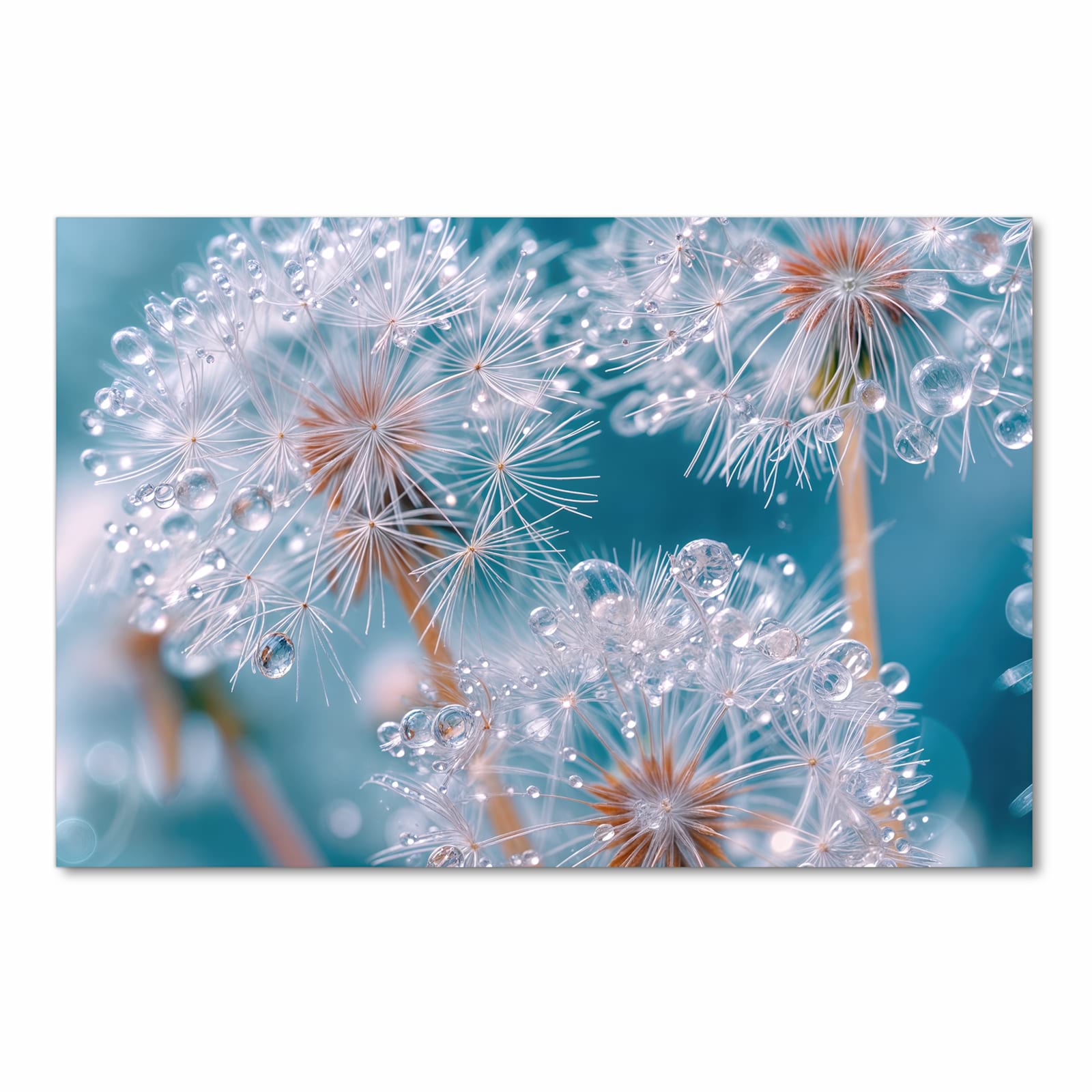 Geruchsneutraler großer Küchenteppich mit Motiv Wassertropfen Pusteblume in Frontansicht