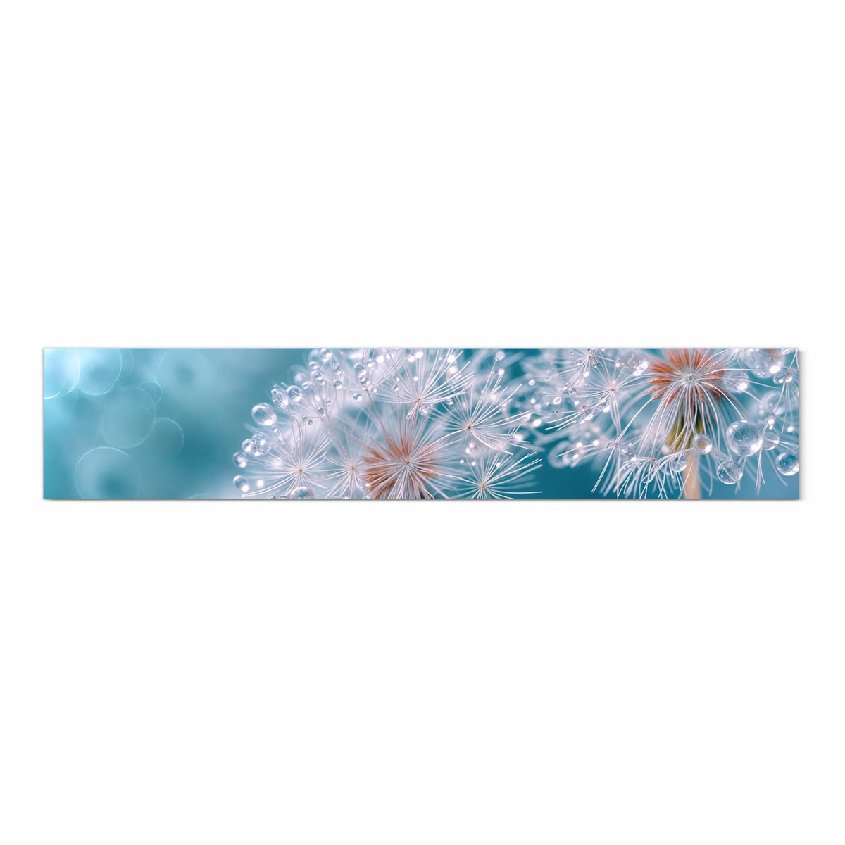 Schmutzabweisender waschbarer Küchenteppich mit Motiv Wassertropfen Pusteblume in Frontansicht