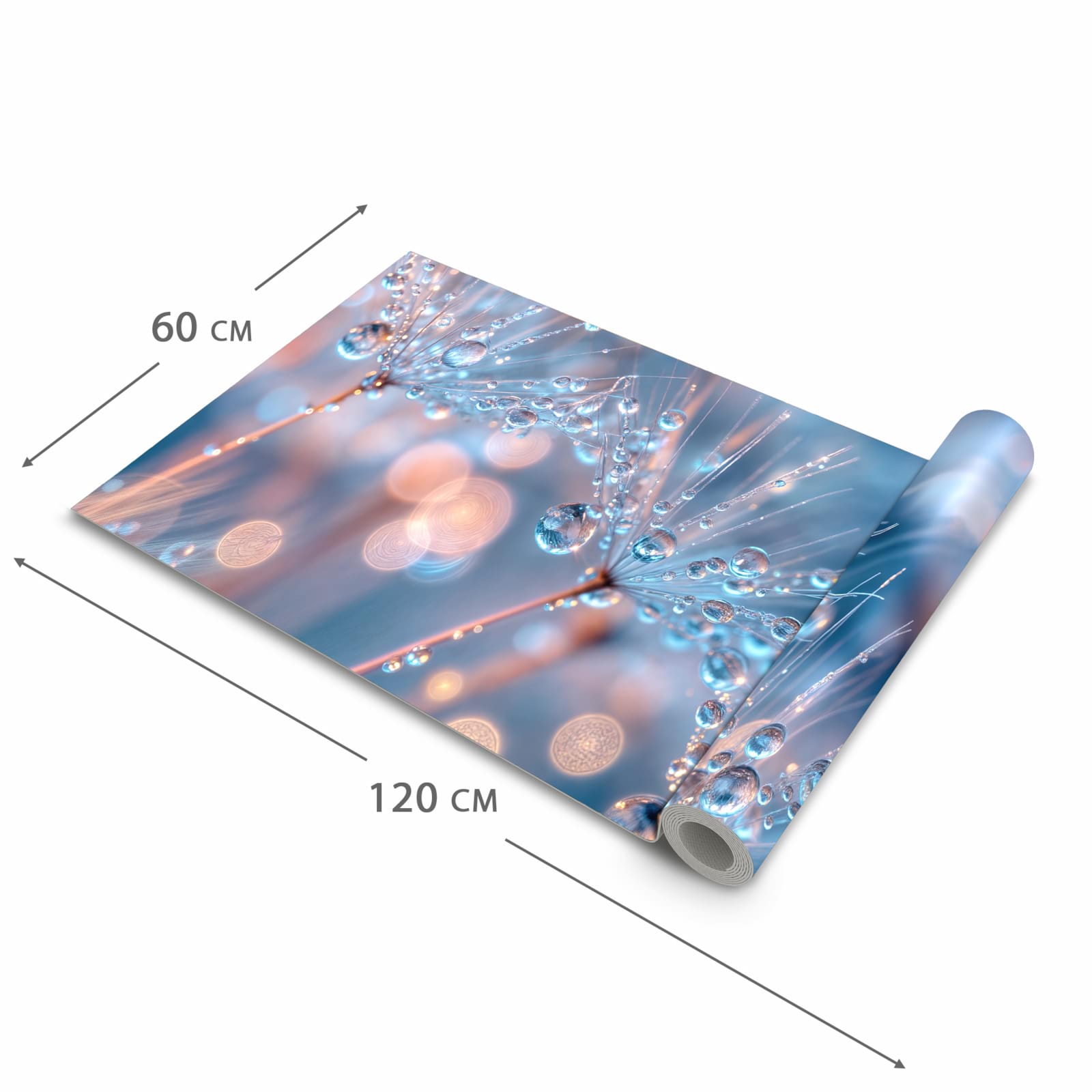 Farbbeständiger Teppich für Küche mit Motiv Wassertropfen Kunst in der Grösse 60x270 cm