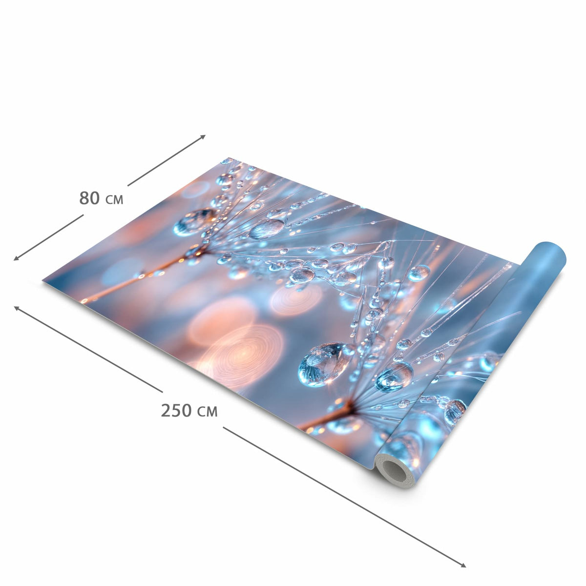 Wasserabweisender Küchenläufer mit Motiv Wassertropfen Kunst in der Größe 60x270 cm