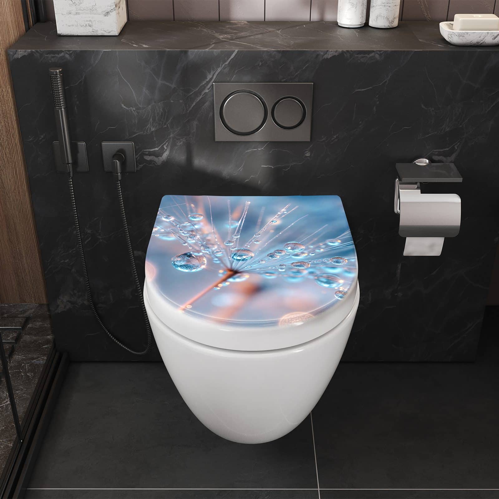 WC-Sitz mit Absenkautomatik Wassertropfen Kunst