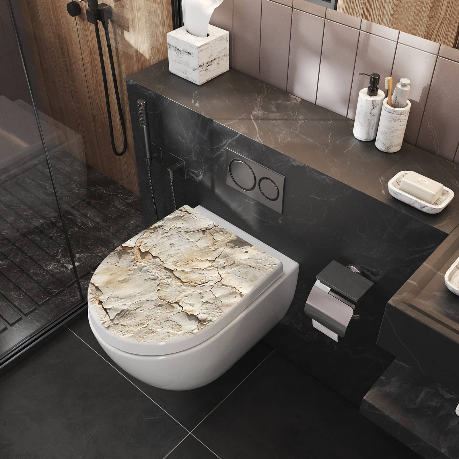 WC-Sitz mit Absenkautomatik Abgeplatzte Farbe