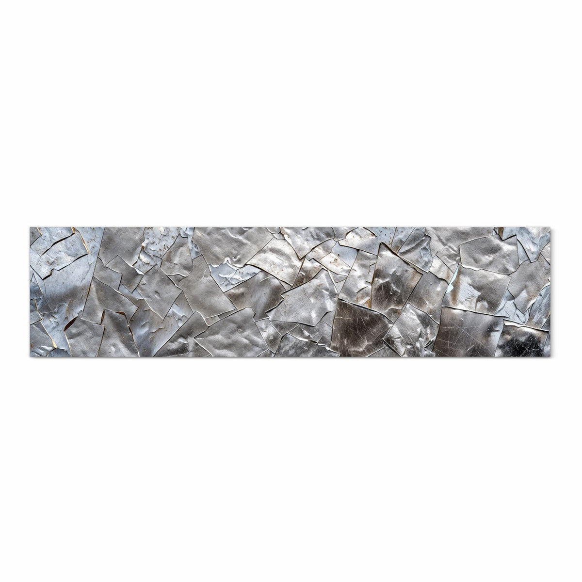 Zeitsparender Küchenteppich mit Motiv Metallisches Mosaik in Frontansicht