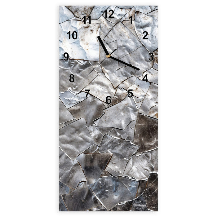 Wanduhr Metallisches Mosaik aus Glas – Hochformat 30 × 60 cm mit Ziffernblatt Modern