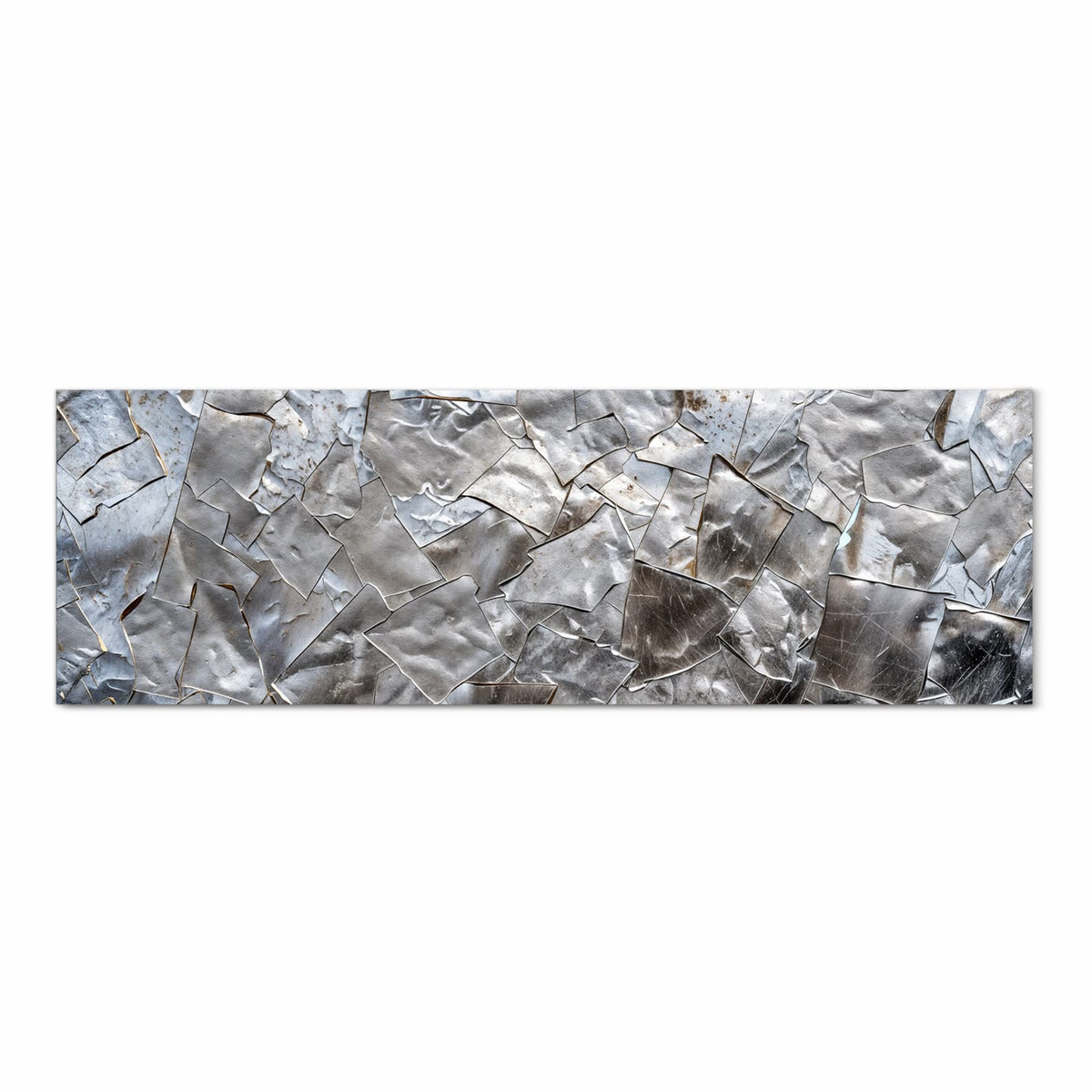 Komfortabler Küchenteppich mit Motiv Metallisches Mosaik in Frontansicht für angenehmes Stehen