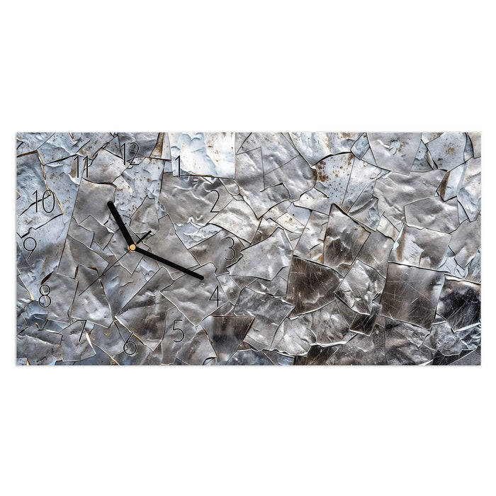 Wanduhr Metallisches Mosaik aus Glas – Querformat 60 × 30 cm mit Ziffernblatt Elegant