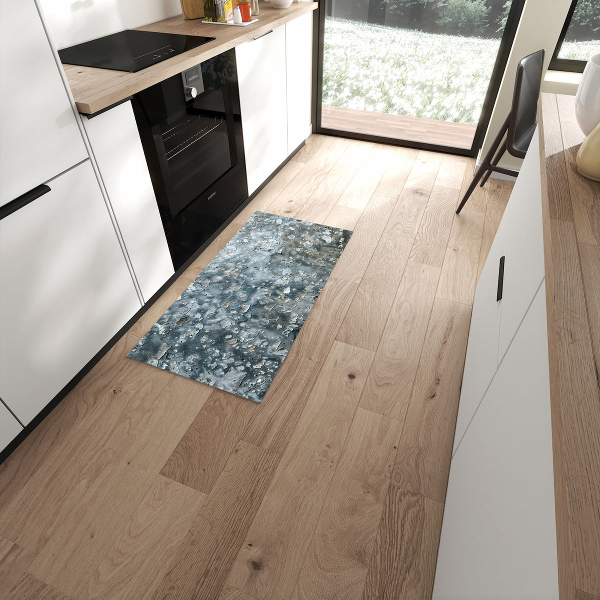 Wasserabweisender Teppich für Küche mit Motiv Farbe des Abblätternde in moderner Küche #grösse_60 x 120 cm
