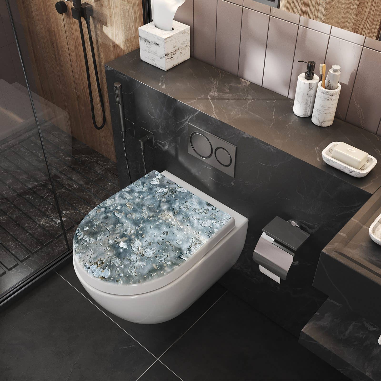 WC-Sitz mit Absenkautomatik Farbe des Abblätternde