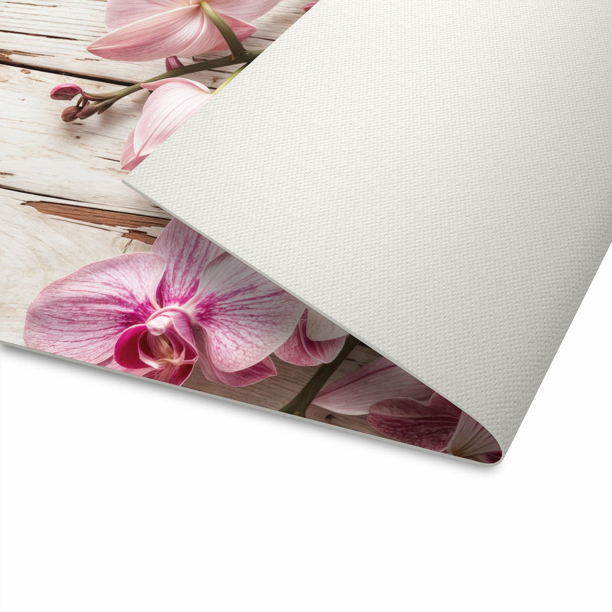 Geräuschdämpfender dünner Teppich mit Motiv Orchideen auf Holz auf Unterseite