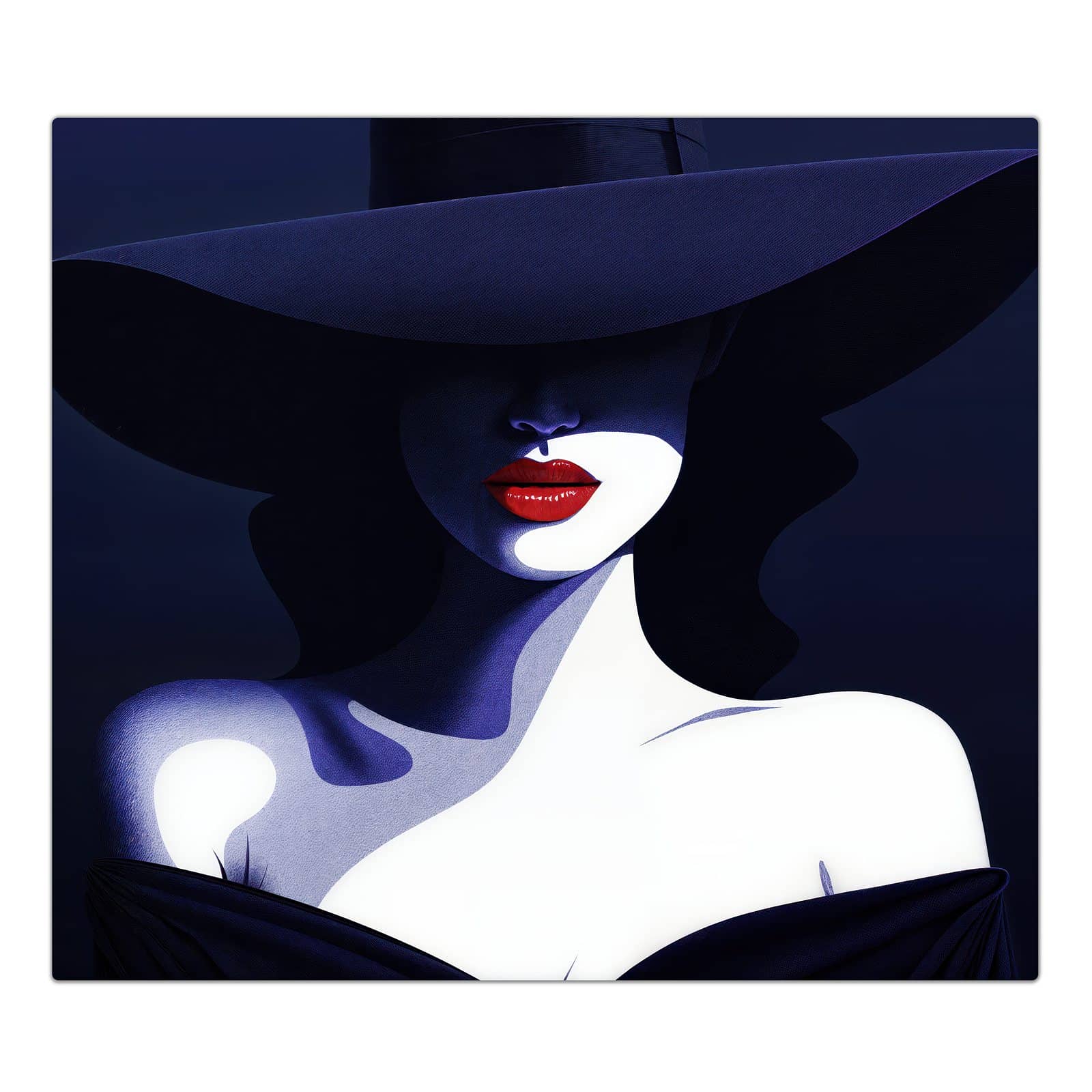 1-teilige Ceranfeld-Abdeckung mit Dame Mit Hut Dunkel-Motiv in der Frontansicht #grösse_1-Teilig (60x52cm)