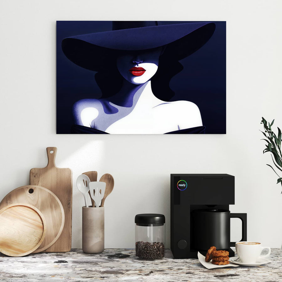 Maße Metall Magnettafel - Dame mit dunklem Hut
