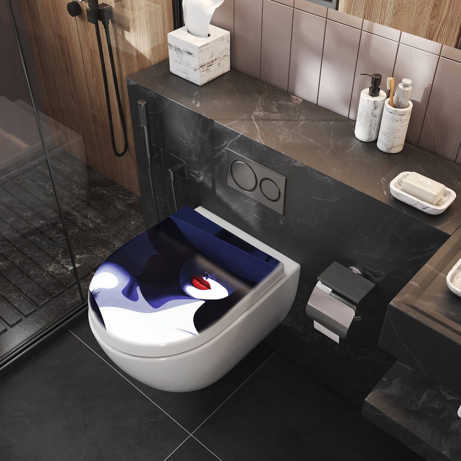 WC-Sitz mit Absenkautomatik Dame Mit Hut Dunkel