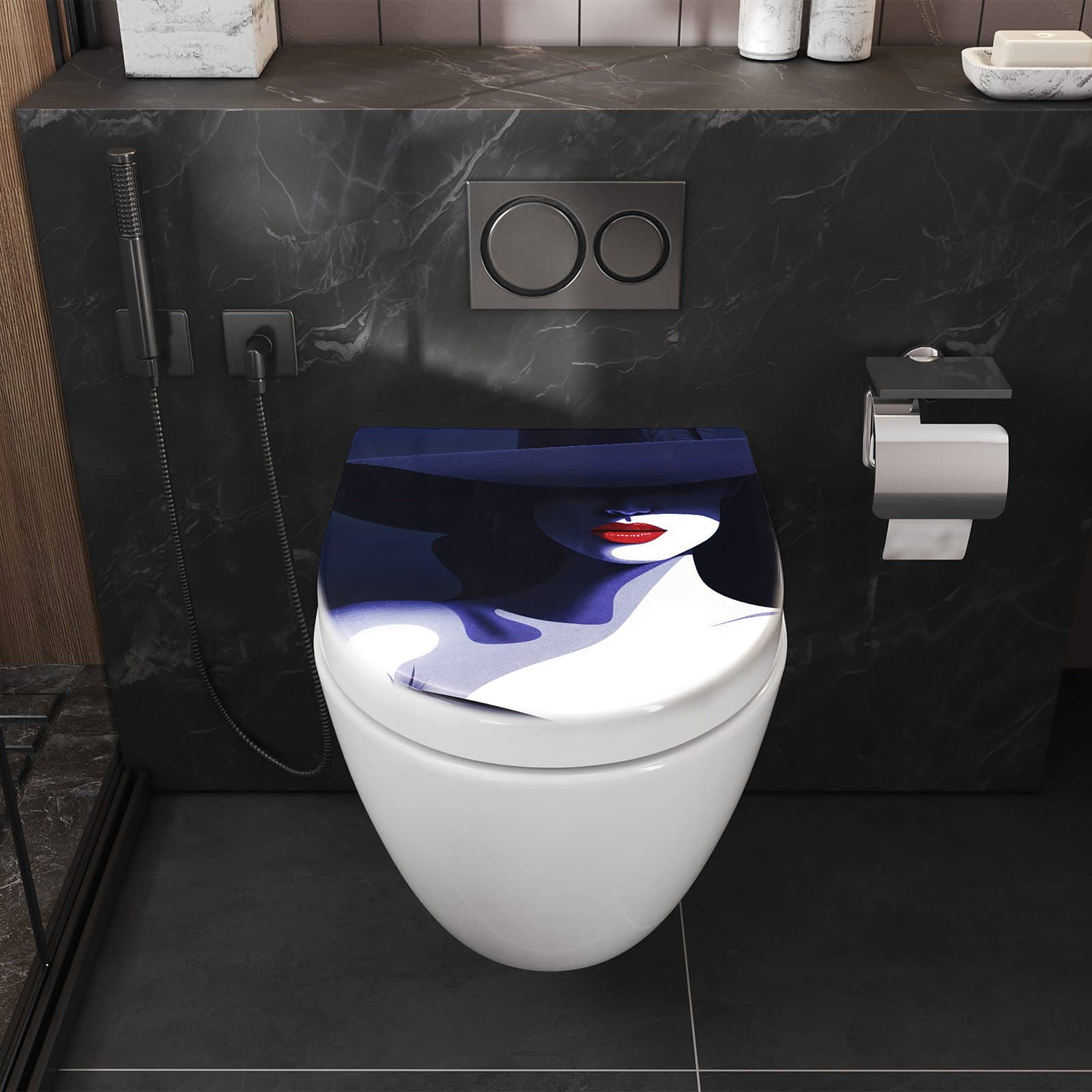 WC-Sitz mit Absenkautomatik Dame Mit Hut Dunkel