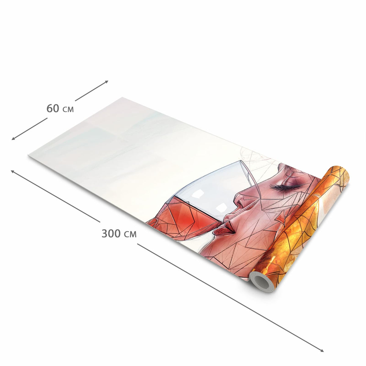 Feuchtigkeitsresistenter Küchenläufer mit Motiv Weintrinkende Frau in der Größe 60x180 cm