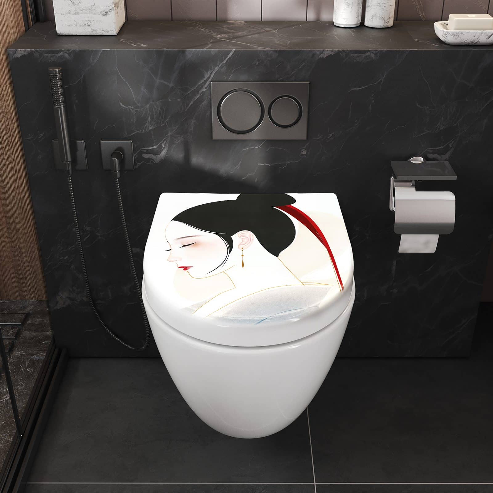 WC-Sitz mit Absenkautomatik Stilvolle Abstraktion