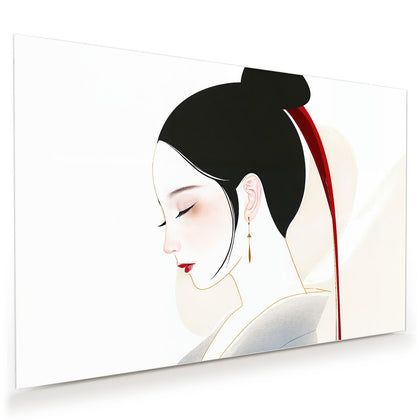 Wandbild mit dem Motiv Profil mit rotem Band