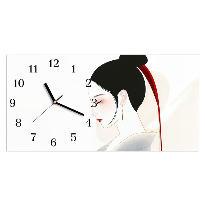 Wanduhr Stilvolle Abstraktion aus Glas – Querformat 60 × 30 cm mit Ziffernblatt Klassisch