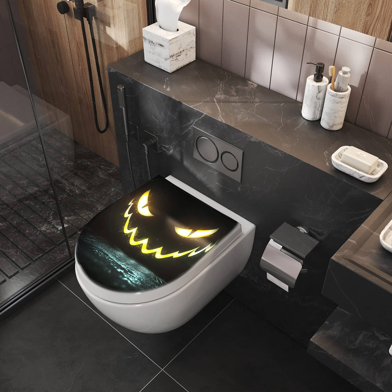 WC-Sitz mit Absenkautomatik Leuchtender Kürbis