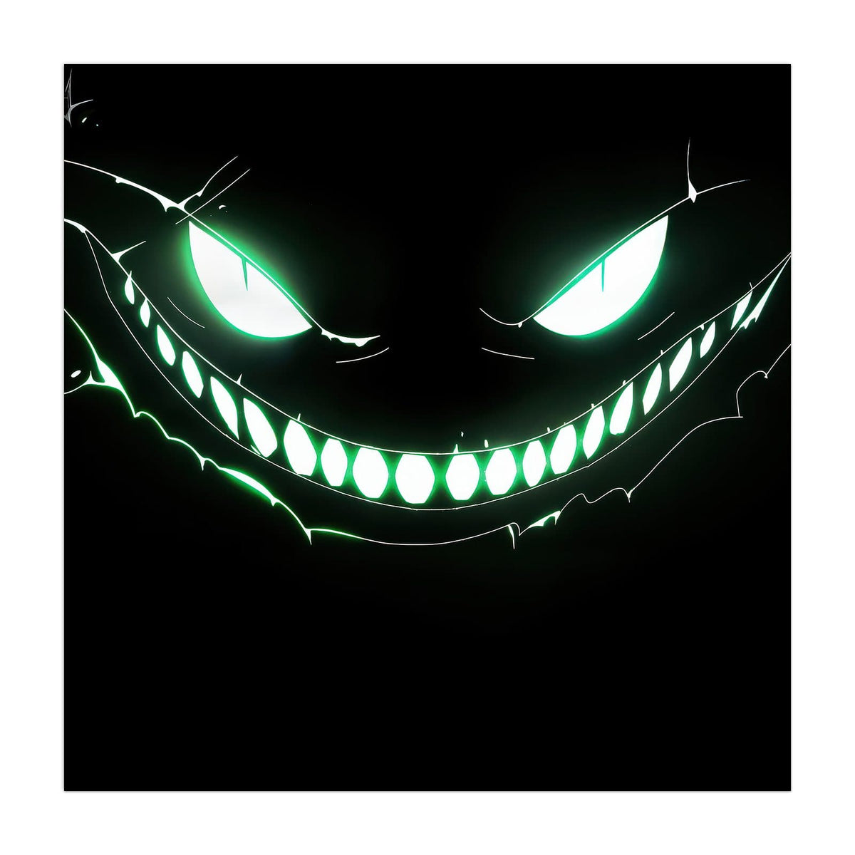 Küchenrückwand aus Glas Leuchtendes Grinsen im quadratischen Format, Motiv bildfüllend von vorn