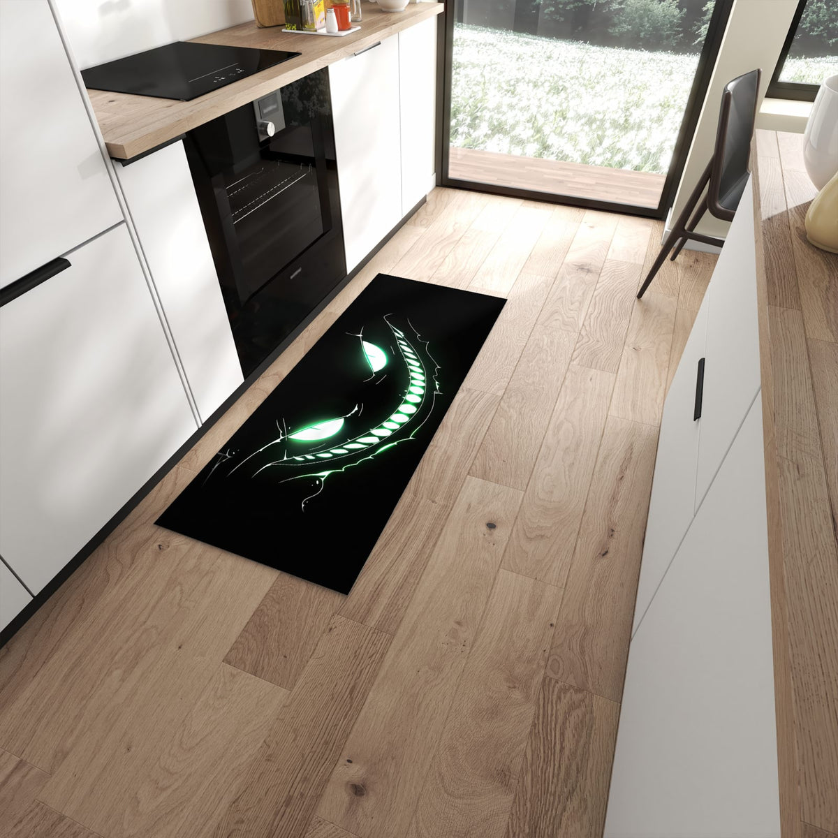 Farbbeständiger waschbarer Küchenläufer mit Motiv Grinsendes Gesicht in moderner Küche #grösse_60 x 150 cm