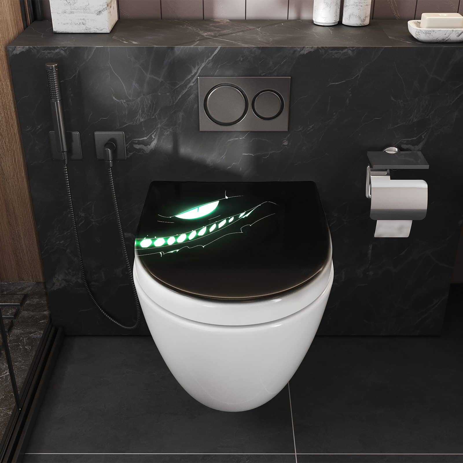 WC-Sitz mit Absenkautomatik Grinsendes Gesicht